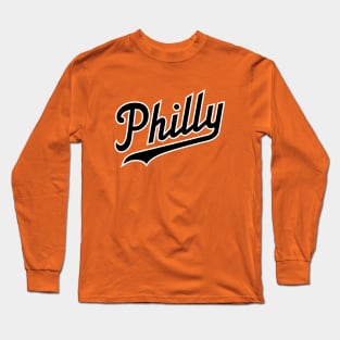 Philly Script - Orange Long Sleeve T-Shirt